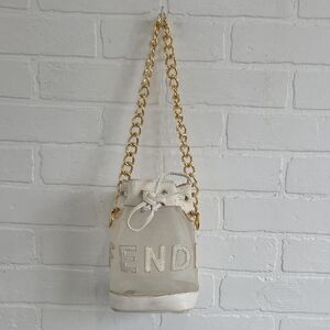 Fendi Cream and Gold Mini Bucket Bag